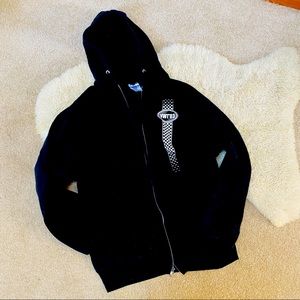 RETRO VANS Warped Tour '03 black white logo concert zipper hoodie jacket